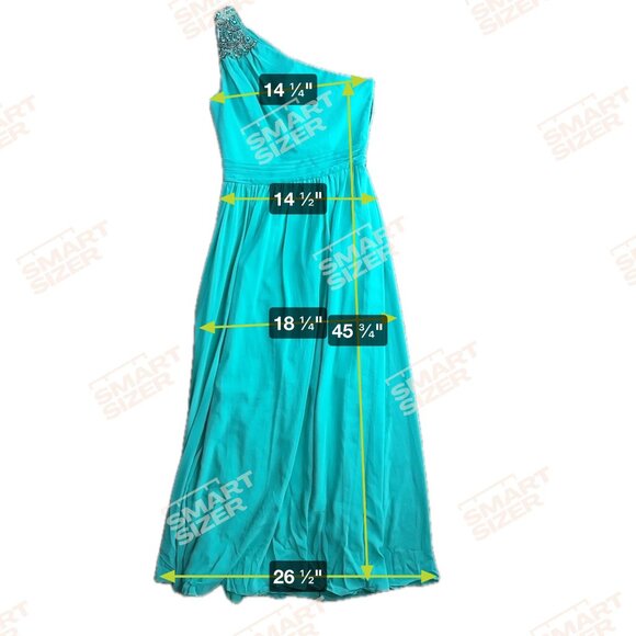 Badgley Mischka Cache Prom Dress Womens 6 Turquoise One Shoulder Embellished - Picture 2 of 8